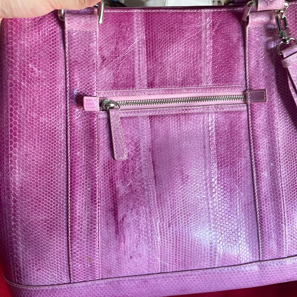 RARE NINA RAYE 90s VINTAGE DESIGNER Pink Satchel Bag  GENUINE SEA SNAKE SKIN